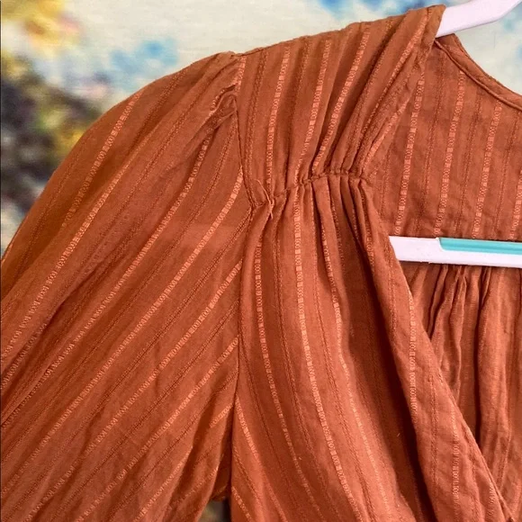 Free People Brown Buttoned Ruched Crop Top - Picture 5 of 8